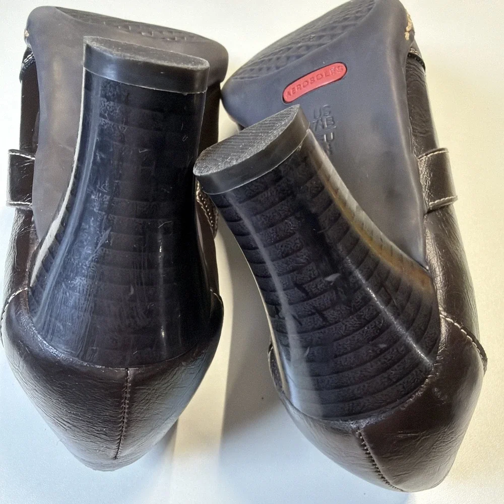 Aerosoles Women‎ Fascination Ankle Booties Brown Square Toe Sz 7.5